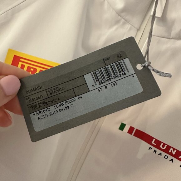 NWT PRADA LUNA Rossa Pirelli Jacket Windbreaker Coat Nylon Sz 42 White - Picture 4 of 8